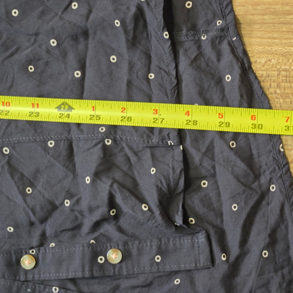 Maeve Anthropologie Navy Polka Dot Button Down Tunic Top Womens Medium Roll Tab - Picture 6 of 11